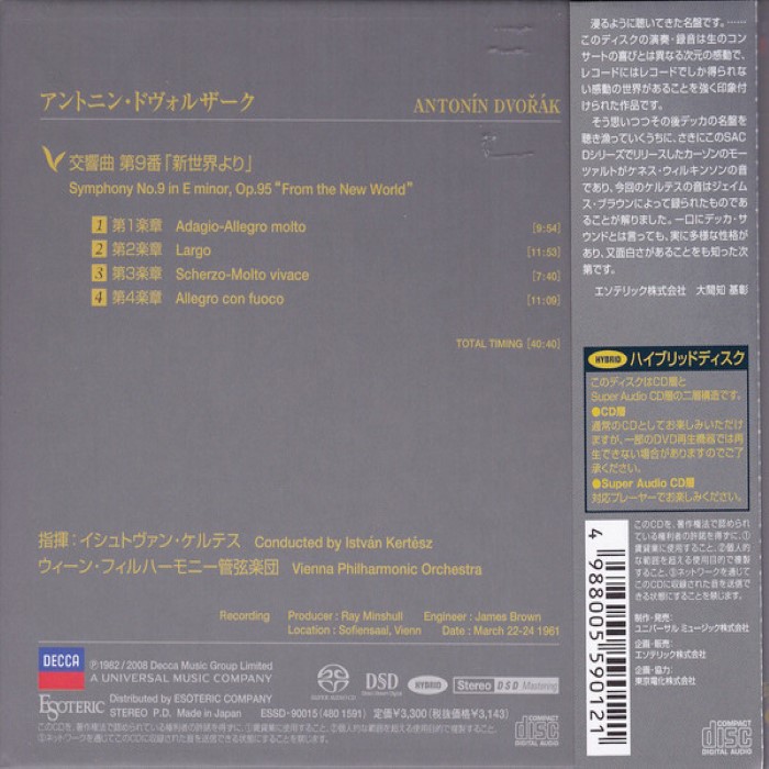 Symphony No. 9 in E. minor "From the New World" (Vienna Philharmonic Orchestra feat. conductor: Istvan Kertesz)